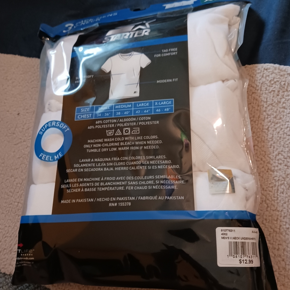 Starter Men's V-neck 3 Pack White T-shirts NWT - Picture 6 of 6